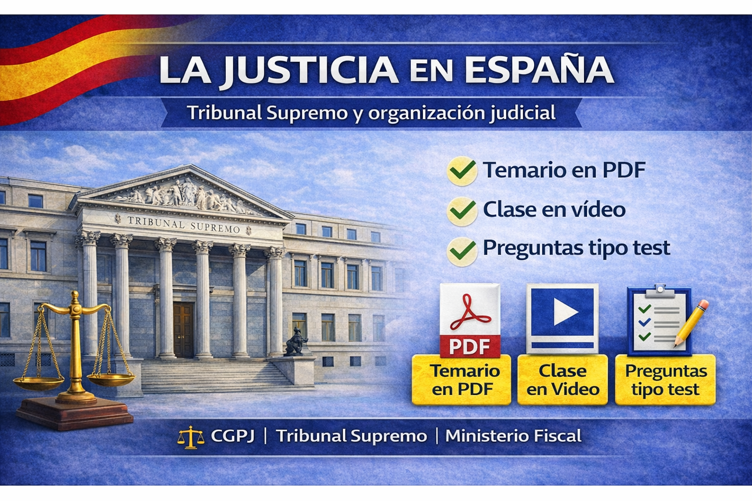 La justicia en España Tribunal Supremo organización judicial oposiciones auxiliar y administrativo